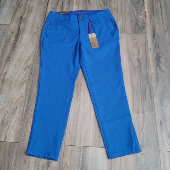 SABRINA LAUREN Ankle Stretch Pant Color Blue Size p10 - Picture 4 of 13